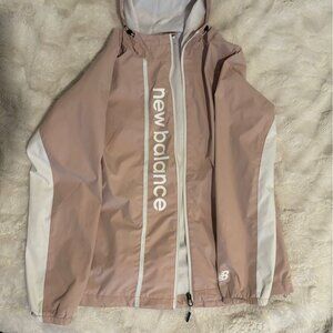 New Balance Windbreaker Jacket Full Zip Running Athletic Pink White L